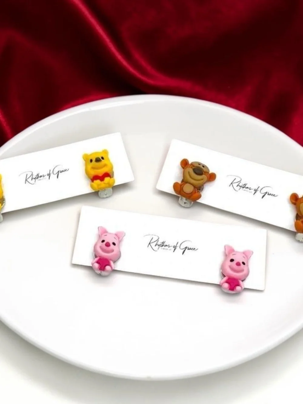 Winnie Pooh Piglet Tigger Clip-On Earring Set